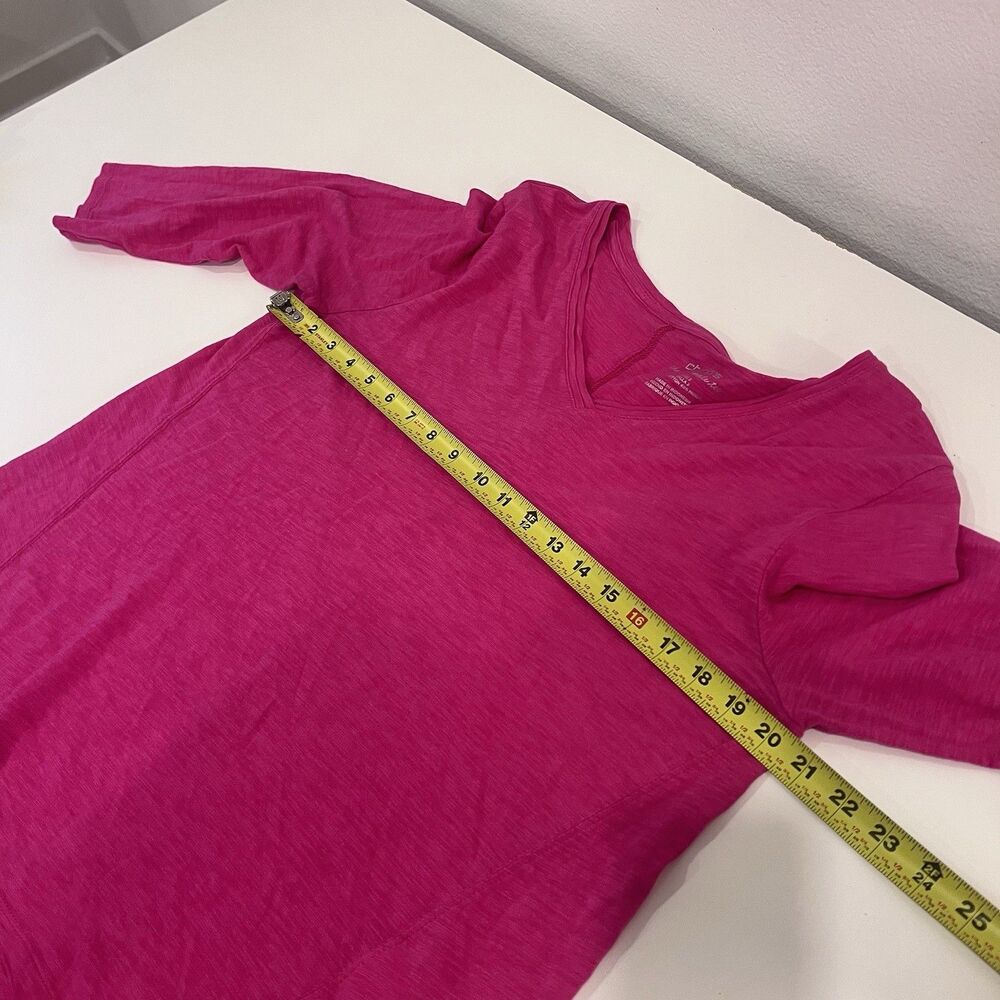 Chicos Ultimate Tee Cotton Slub T Shirt Womens Large Pink 3/4 Sleeves V Neck - Picture 5 of 6